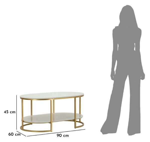 Designový konferenční stolek Bannister 90 cm bílý / zlatý