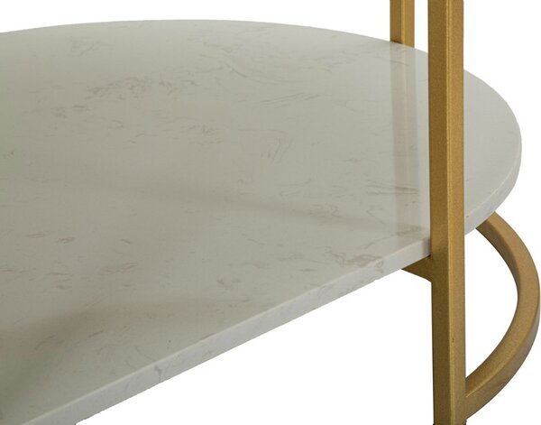 Designový konferenční stolek Bannister 90 cm bílý / zlatý