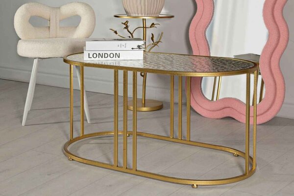 Designový konferenční stolek Baroness 90 cm zlatý