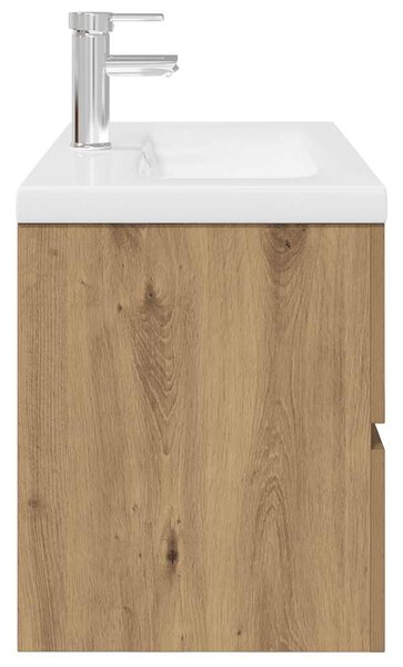 Umyvadlová skříňka s vestavěným umyvadlem a baterie dub artisan 3328934