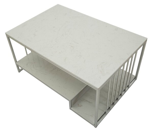 Designový konferenční stolek Gabouray 90 cm bílý / stříbrný