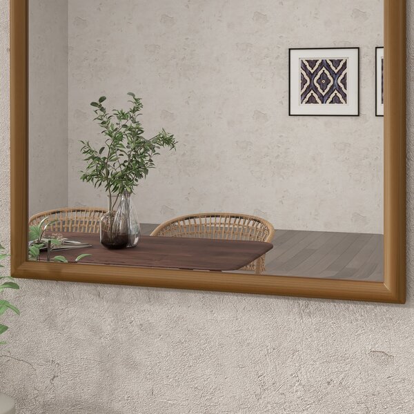 HOMCOM Zrcadlo s klenutým rámem, 110 x 65 cm, dřevěný rám, klenuté zrcadlo pro obývací pokoj, ložnici, vstupní chodbu, tmavě hnědé | Aosom