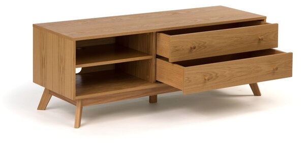 TV stolek v dekoru dubu v přírodní barvě 130x50 cm Kensal – Woodman