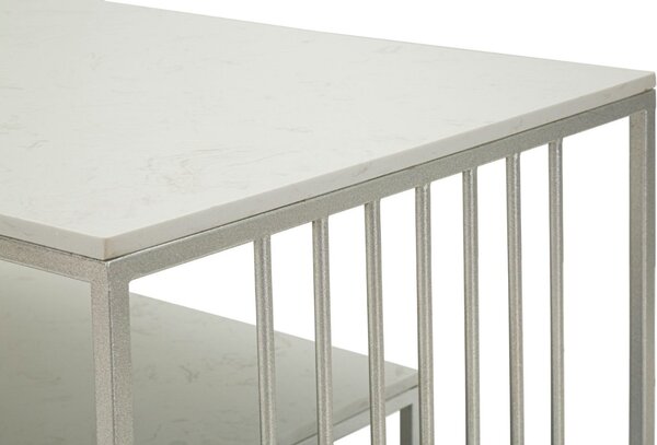 Designový konferenční stolek Gabouray 90 cm bílý / stříbrný
