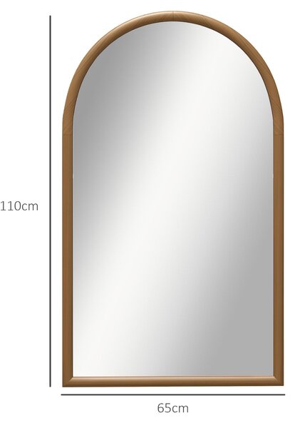 HOMCOM Zrcadlo s klenutým rámem, 110 x 65 cm, dřevěný rám, klenuté zrcadlo pro obývací pokoj, ložnici, vstupní chodbu, tmavě hnědé | Aosom