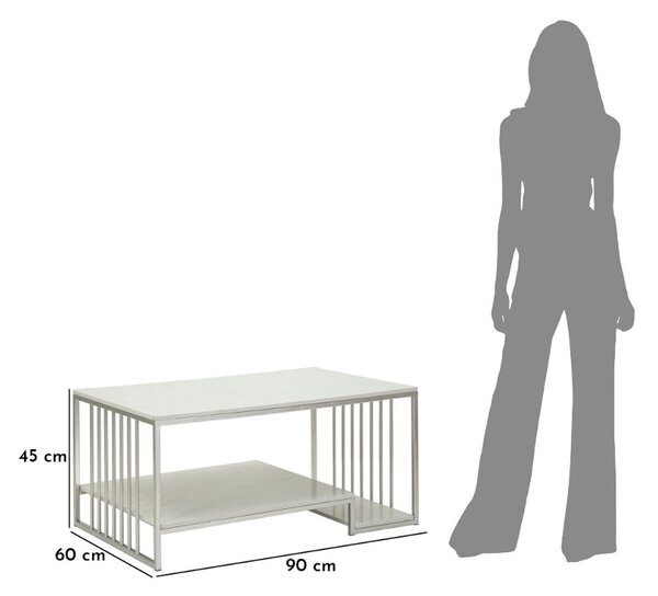 Designový konferenční stolek Gabouray 90 cm bílý / stříbrný