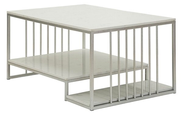 Designový konferenční stolek Gabouray 90 cm bílý / stříbrný