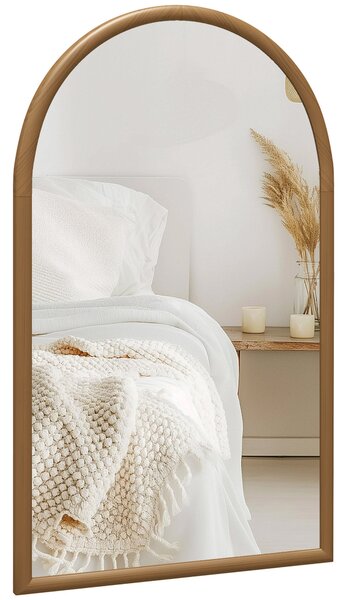 HOMCOM Zrcadlo s klenutým rámem, 110 x 65 cm, dřevěný rám, klenuté zrcadlo pro obývací pokoj, ložnici, vstupní chodbu, tmavě hnědé | Aosom