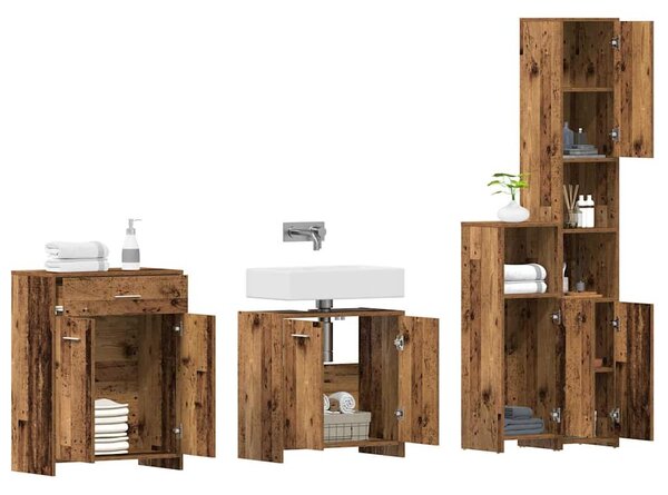 4dílná koupelnová sestava old wood kompozitní dřevo 3328941
