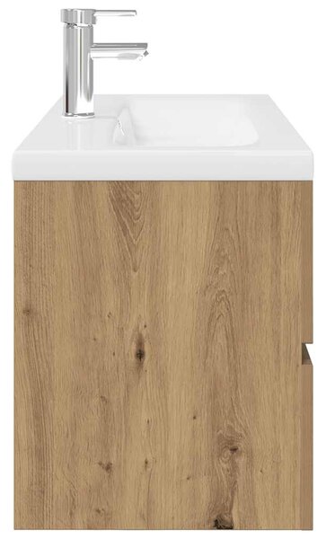 Umyvadlová skříňka s vestavěným umyvadlem a baterie dub artisan 3328936