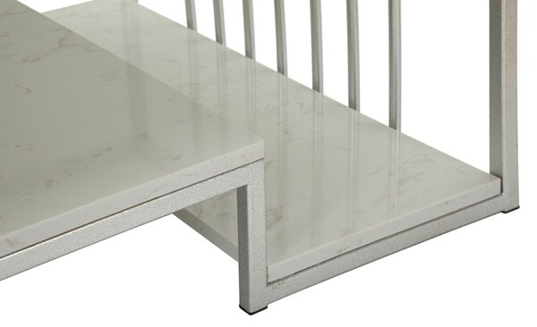 Designový konferenční stolek Gabouray 90 cm bílý / stříbrný