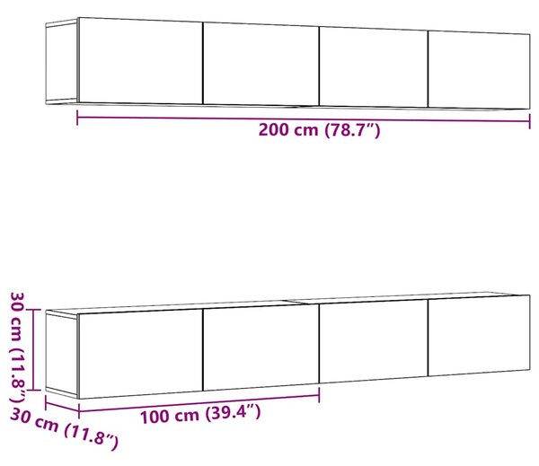 4dílná nástěnná TV skříňka Artisan dub 100 x 30 x 30 cm 3328946