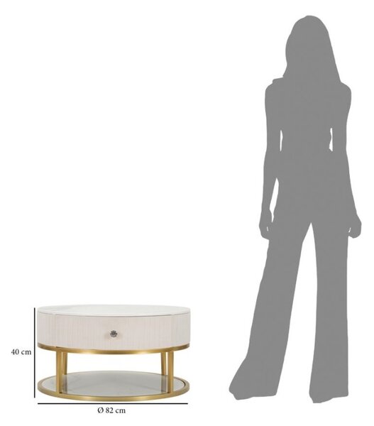 Designový konferenční stolek Hadassah 82 cm krémový / zlatý