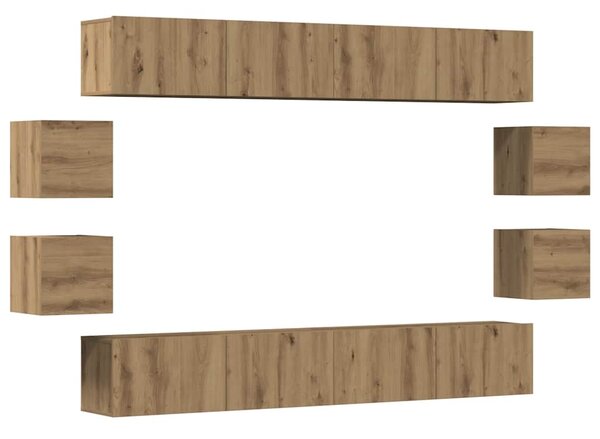 Sada 8 kusů nástěnné TV skříňka dub artisan kompozitní dřevo 3328952