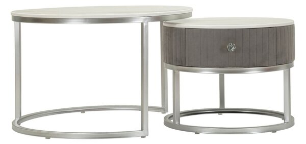 Sada konferenčních stolků Laquinta 70 cm šedá / stříbrná