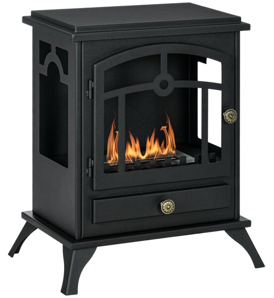 HOMCOM Volně stojící biokrb s hořákem z nerezové oceli o objemu 1,2 l, 3 hodiny doby hoření pro prostory 20-25 m², rozměry 45x28x54 cm, černý | Aosom