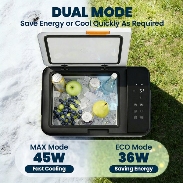 Outsunny kompresorová lednička 20 l, -20 °C až 20 °C, přenosná, ovládání přes aplikaci, LED, USB, ochrana baterie, 12/24 V & 100–240 V AC | Aosom
