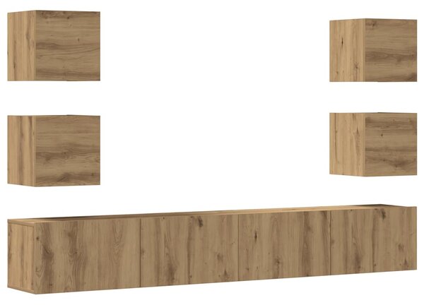 Nástěnné TV skříňky 6 ks dub artisan kompozitní 3328970
