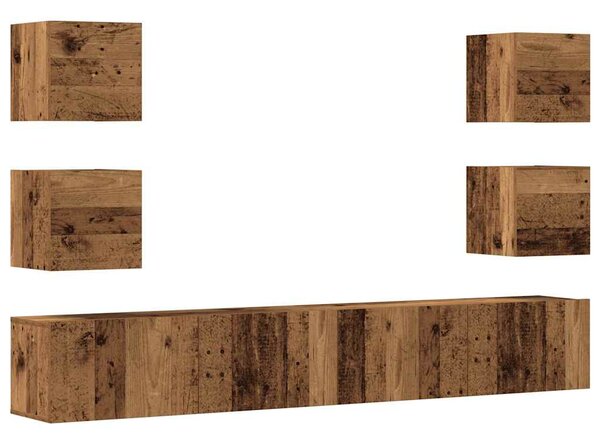 Nástěnné TV skříňky 6 ks Old Wood kompozitní 3328969