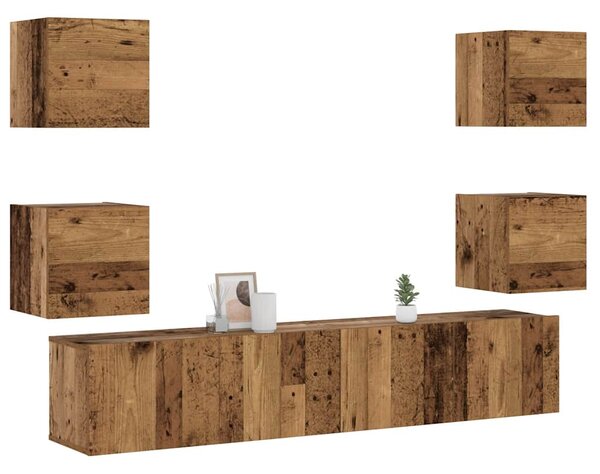 Nástěnné TV skříňky 6 ks Old Wood kompozitní 3328967