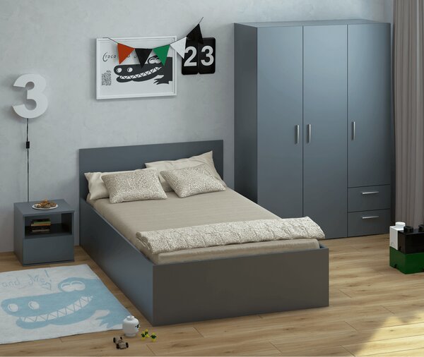 KONDELA Postel s kovovým roštem a úložným prostorem, 120x200, grafit, DOLI
