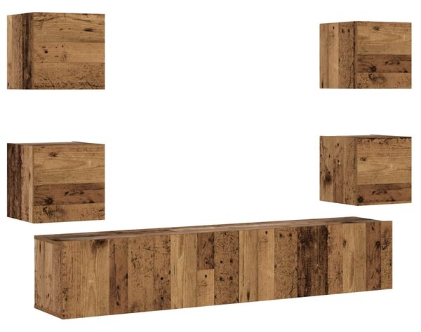 Nástěnné TV skříňky 6 ks Old Wood kompozitní 3328967