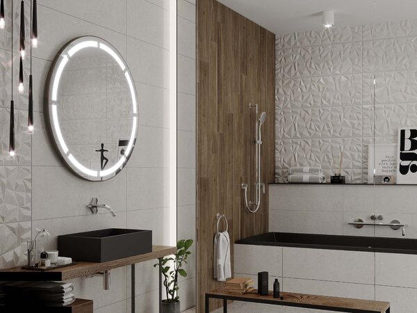 Kulaté zrcadlo do koupelny s LED osvětlením C2 premium