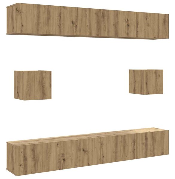 Sada 6 kusů nástěnné TV skříňka dub artisan kompozitní dřevo 3328992