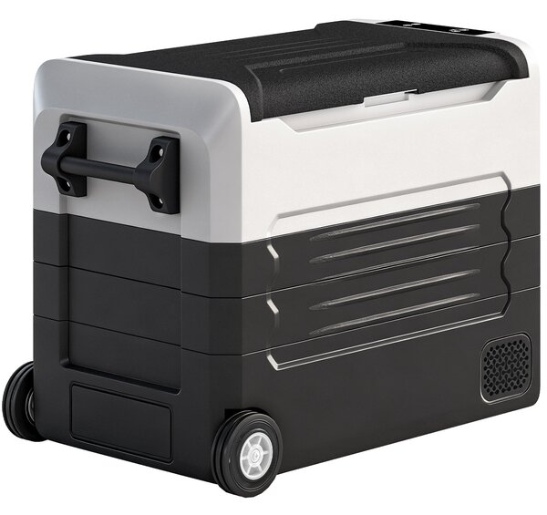Outsunny 50 l dvouzónová kompresorová lednice (-20 °C až 20 °C) přenosný elektrický autochladící box s aplikací, LED, ochranou baterie, skládací rukoj