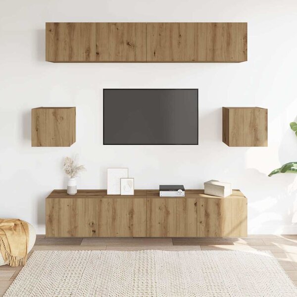 Sada 6 kusů nástěnné TV skříňka dub artisan kompozitní dřevo 3328990