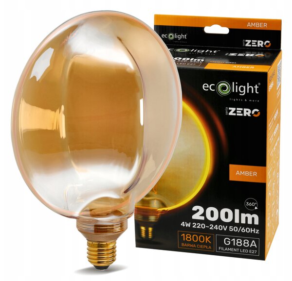 ECOLIGHT Dekorativní LED žárovka E27 4W 200lm G188 Amber Retro - řada ZERO