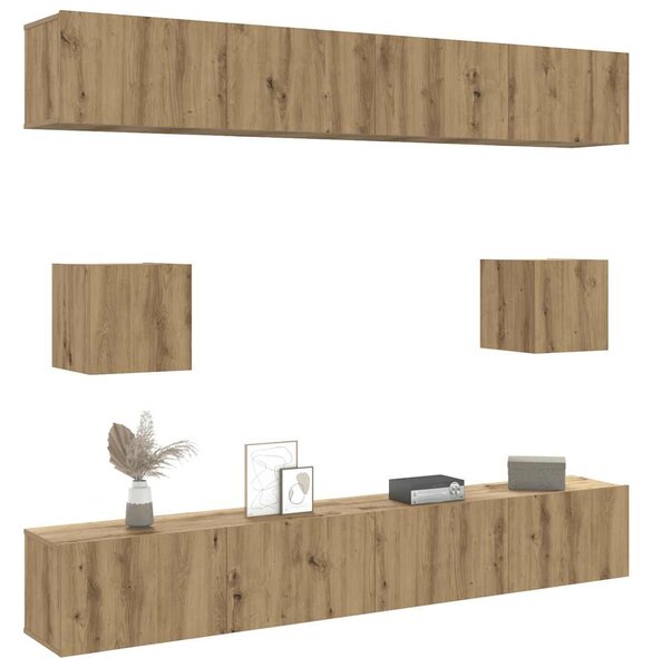 Sada 6 kusů nástěnné TV skříňka dub artisan kompozitní dřevo 3328992