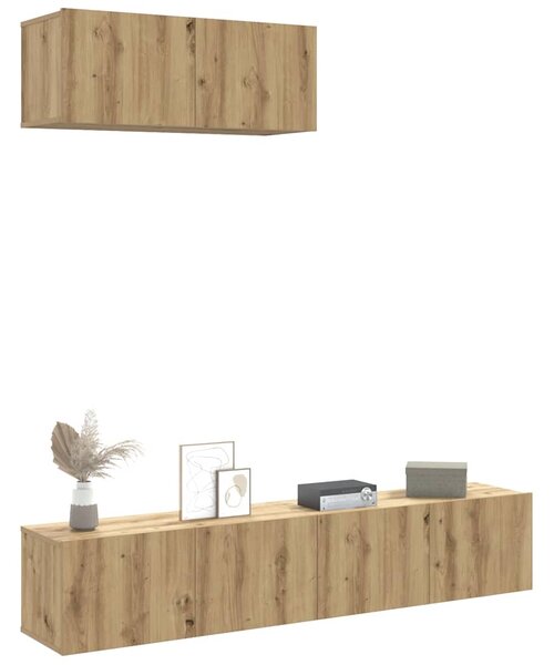 Sada 3 kusů nástěnné TV skříňka dub artisan kompozitní dřevo 3329004