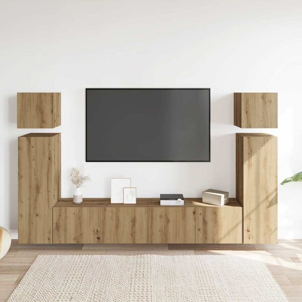 Sada 8 kusů nástěnné TV skříňka dub artisan kompozitní dřevo 3329010