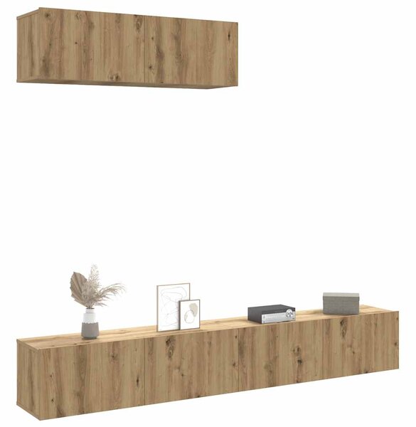 Nástěnné TV skříňky 4 ks dub artisan 100x30x30 cm kompozit 3329008