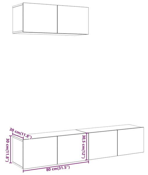Sada 3 kusů nástěnné TV skříňka dub artisan kompozitní dřevo 3329004