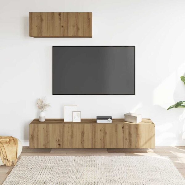 Sada 3 kusů nástěnné TV skříňka dub artisan kompozitní dřevo 3329004