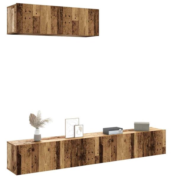 Nástěnné TV skříňky 4 ks starého dřeva 100x30x30 cm kompozit 3329007