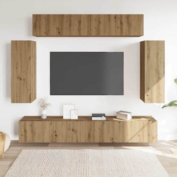 Sada 6 kusů nástěnné TV skříňka dub artisan kompozitní dřevo 3329002