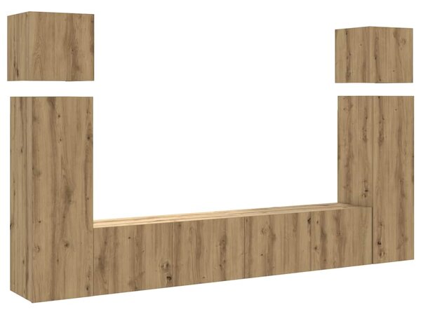 Sada 8 kusů nástěnné TV skříňka dub artisan kompozitní dřevo 3329010