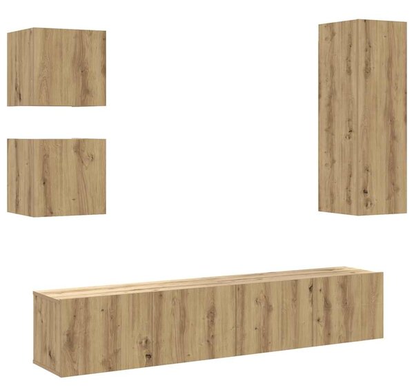 Sada 5 kusů nástěnné TV skříňka dub artisan kompozitní dřevo 3328998