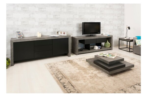 Černo-šedý konferenční stolek v dekoru kamene 90x90 cm Slate - TemaHome