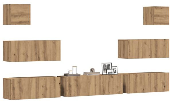 Sada 7 kusů nástěnné TV skříňka dub artisan kompozitní dřevo 3329020
