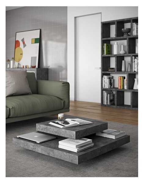 Černo-šedý konferenční stolek v dekoru kamene 90x90 cm Slate - TemaHome