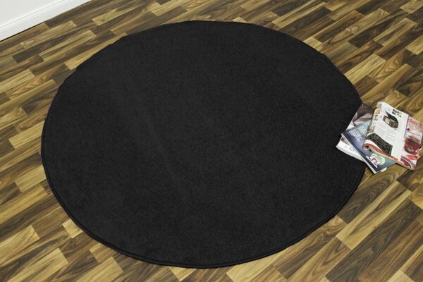Hanse Home, Kusový koberec Nasty 102055 Schwarz kruh, 133x133 (průměr) kruh, černá, chodba / předsíň