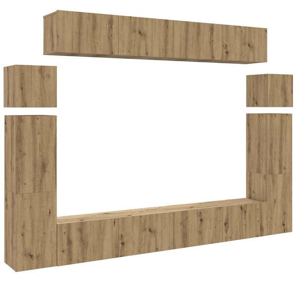 Sada 8 kusů nástěnné TV skříňka dub artisan kompozitní dřevo 3329012