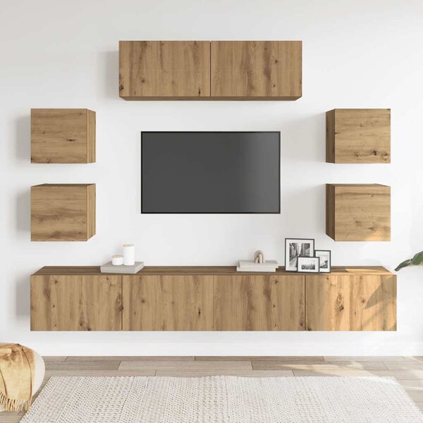 Sada 7 kusů nástěnné TV skříňka dub artisan kompozitní dřevo 3329016