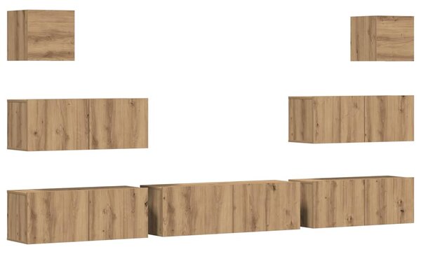 Sada 7 kusů nástěnné TV skříňka dub artisan kompozitní dřevo 3329020