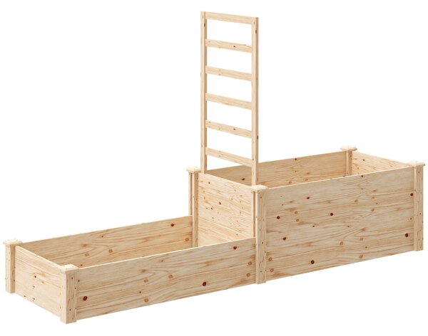 Outsunny Velký venkovní dřevěný květináč s mřížkou pro popínavé rostliny a 2 květinové boxy pro zahradu, terasu 222x63x132 cm Přírodní dřevo | Aosom
