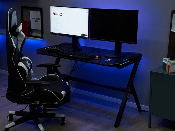 Herní stůl DANVERS Černá 120 cm 60 cm RGB LED